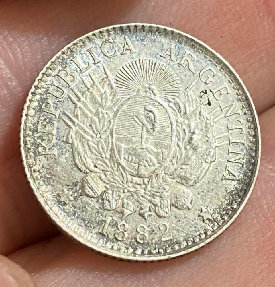 Argentina, 1882 AR 10 Centavos, Lustrous, Sharp