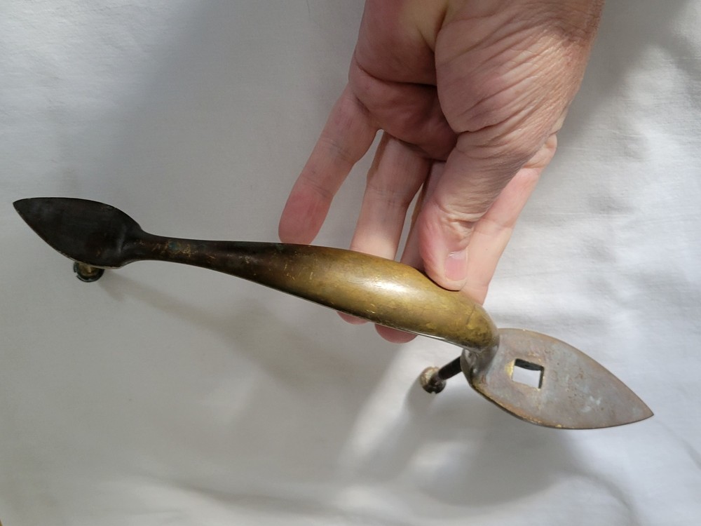 Vintage Solid Brass Arrow Point Door Handle Pull 10.25" -No Thumb Latch