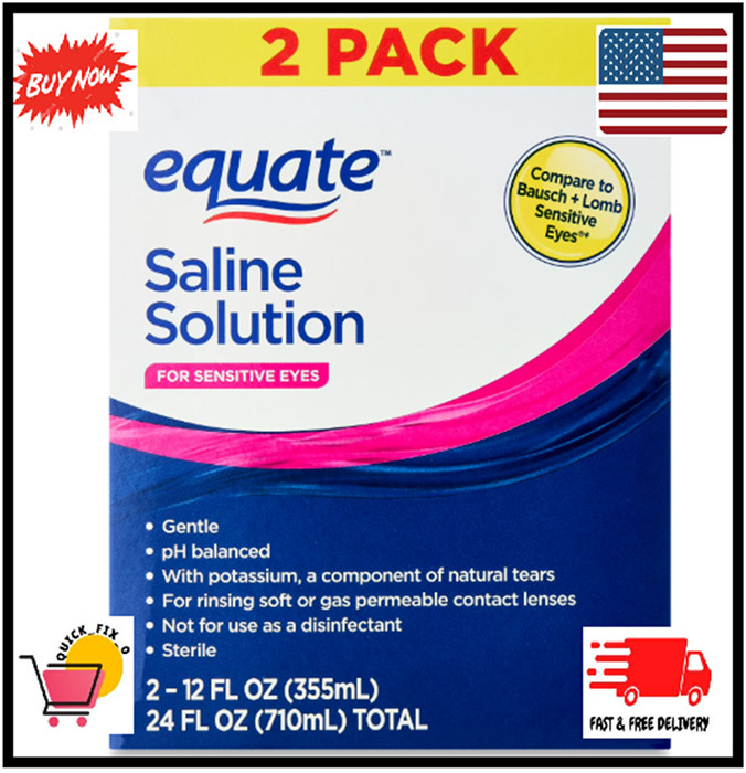 Equate Saline Solution for Sensitive Eyes, 12 fl oz, 2 Pack