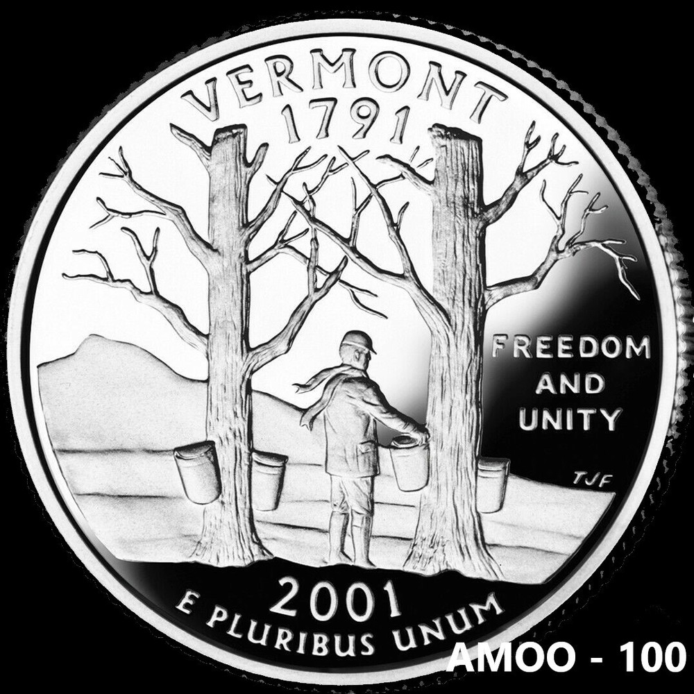 2001 S SILVER PROOF Vermont STATE QUARTER 90% Silver