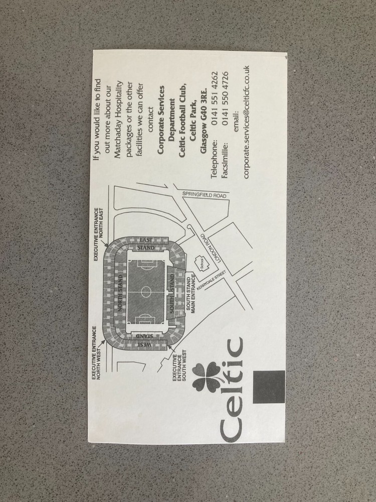 Celtic v Dundee 2001-02 Match Ticket
