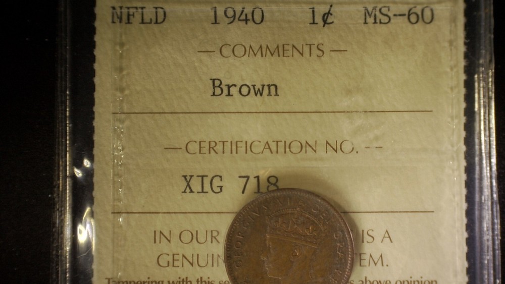 1940 - NFLD - 1 Cent - ICCS GRADED - ***MS-60*** - WOW