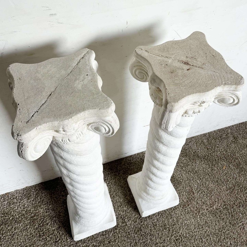 Regency White Plaster Columns Pedestals - a Pair