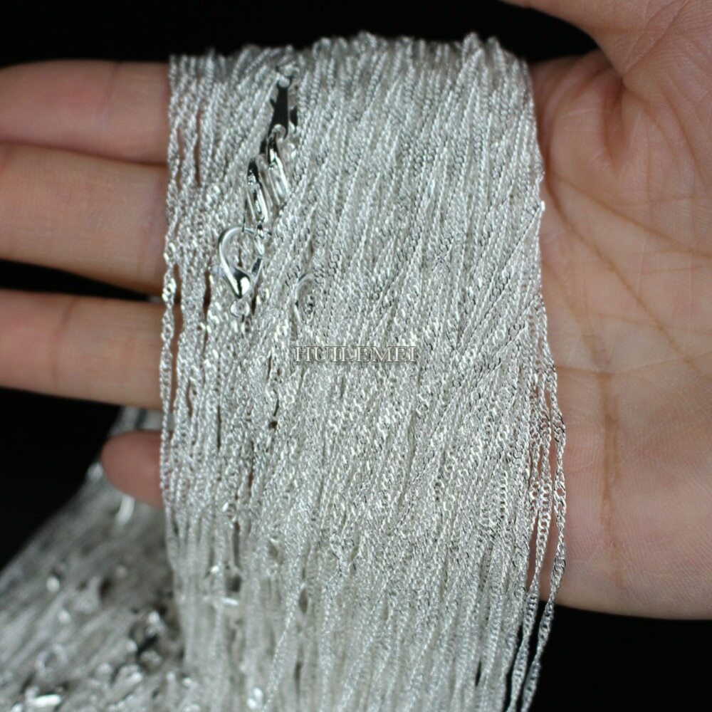 10pcs/lot 2mm 925 Silver Plated Water Wave Chain Necklaces 16" 18" 20" 24"