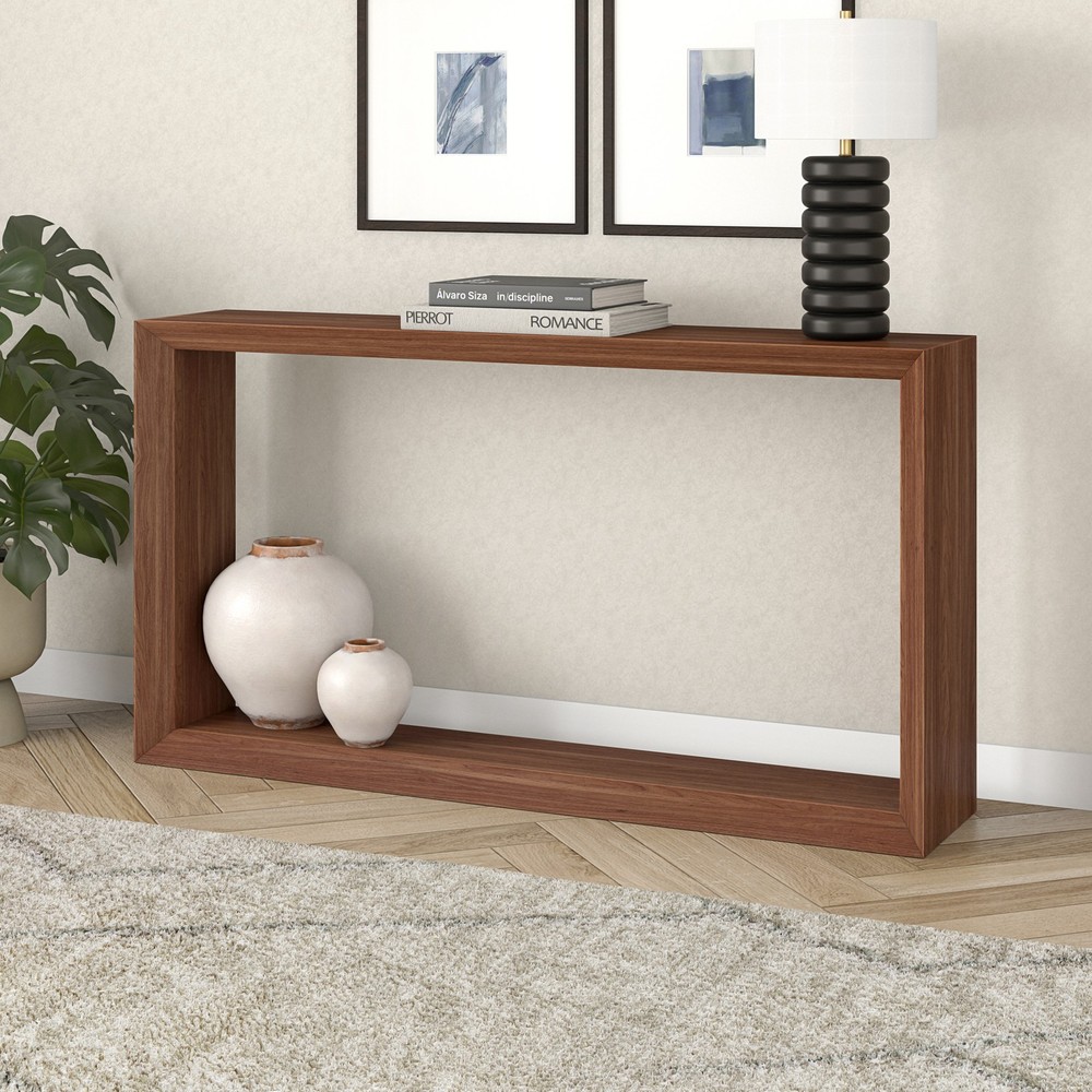 Henn&Hart 55" Satin Walnut MDF Console Table