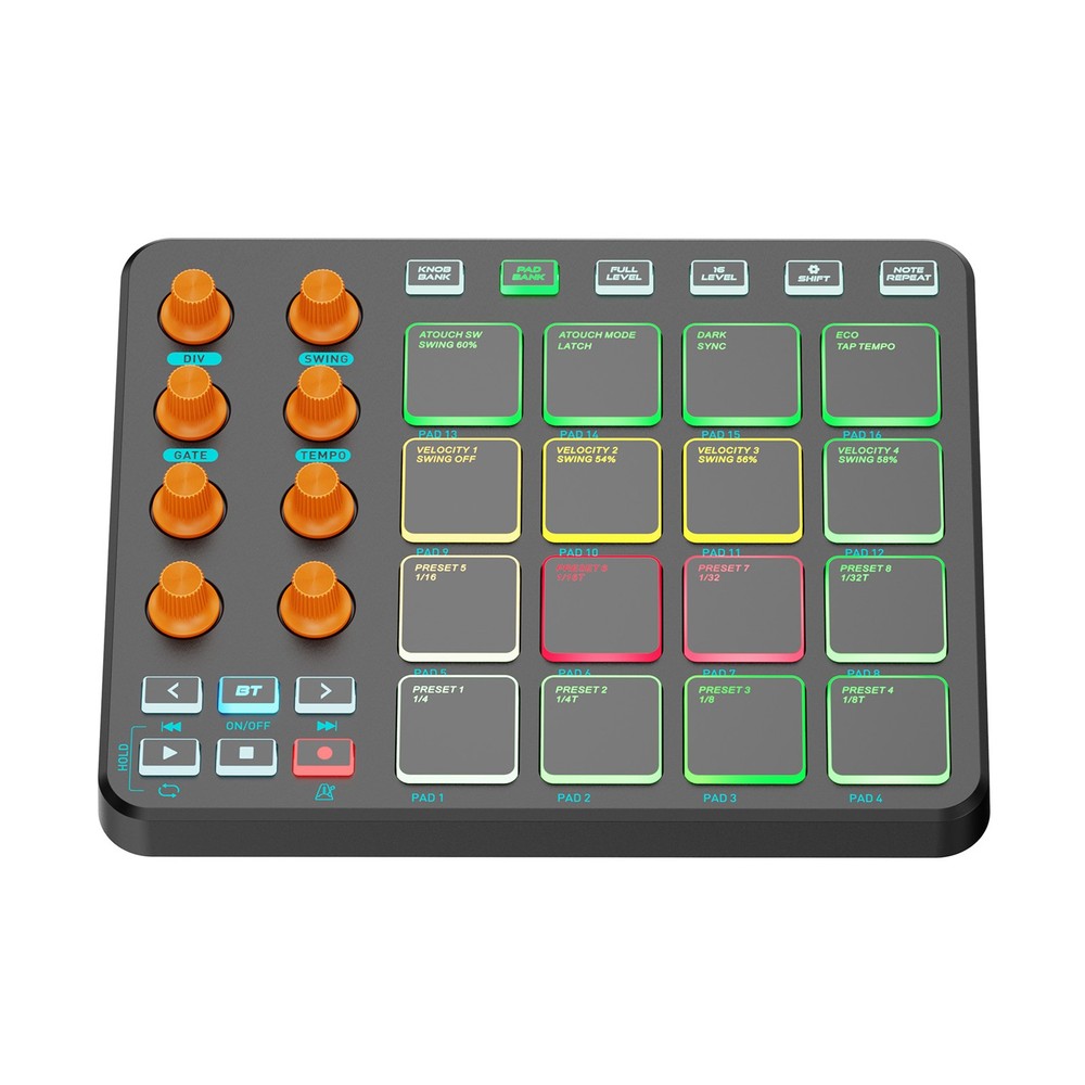 16 RGB Pads Wireless MIDI Controller For Beginners FDMK