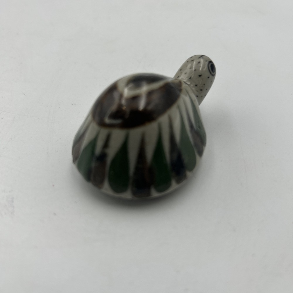 Turtle Figurine Tiny Miniature Ceramic Hand Painted Unmarked Flowered Shell Fig