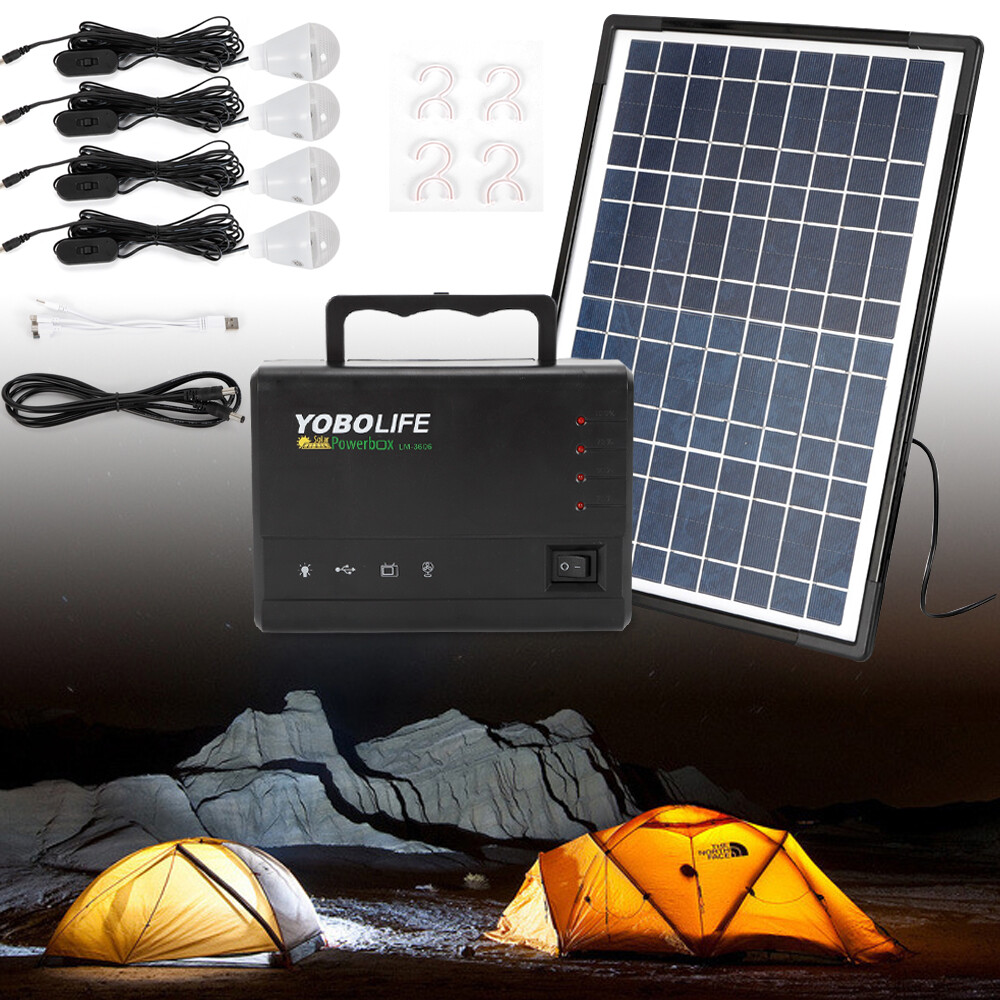 Solar System Generator Solar Panel Power Inverter Electric Generator Kit Light
