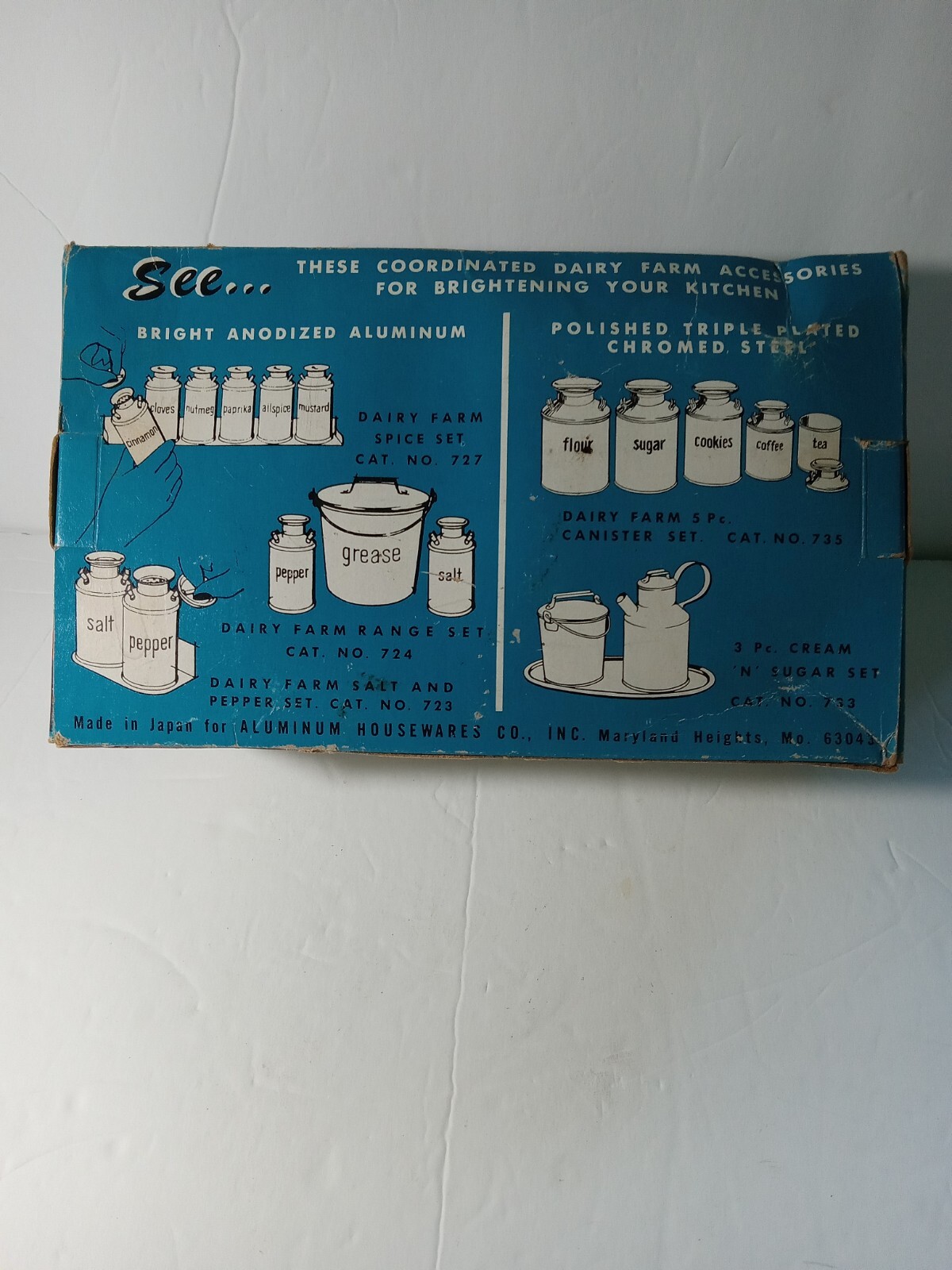 Vtg, Dairy Farmhouse Cream Sugar Set NOS Original Packaging Plated Chromed Steel