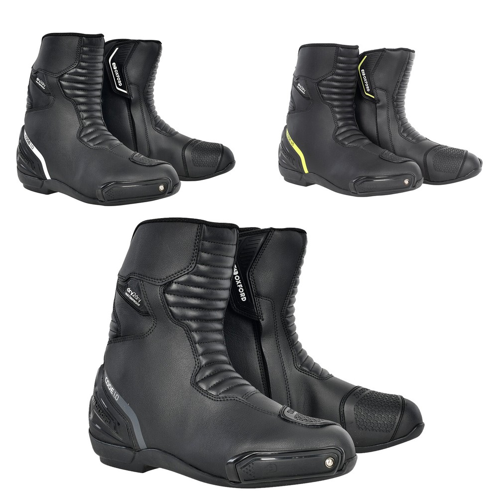 Oxford Code 1.0 Mid D2D Waterproof CE Level 2 Armoured Motorcycle Boot - Black