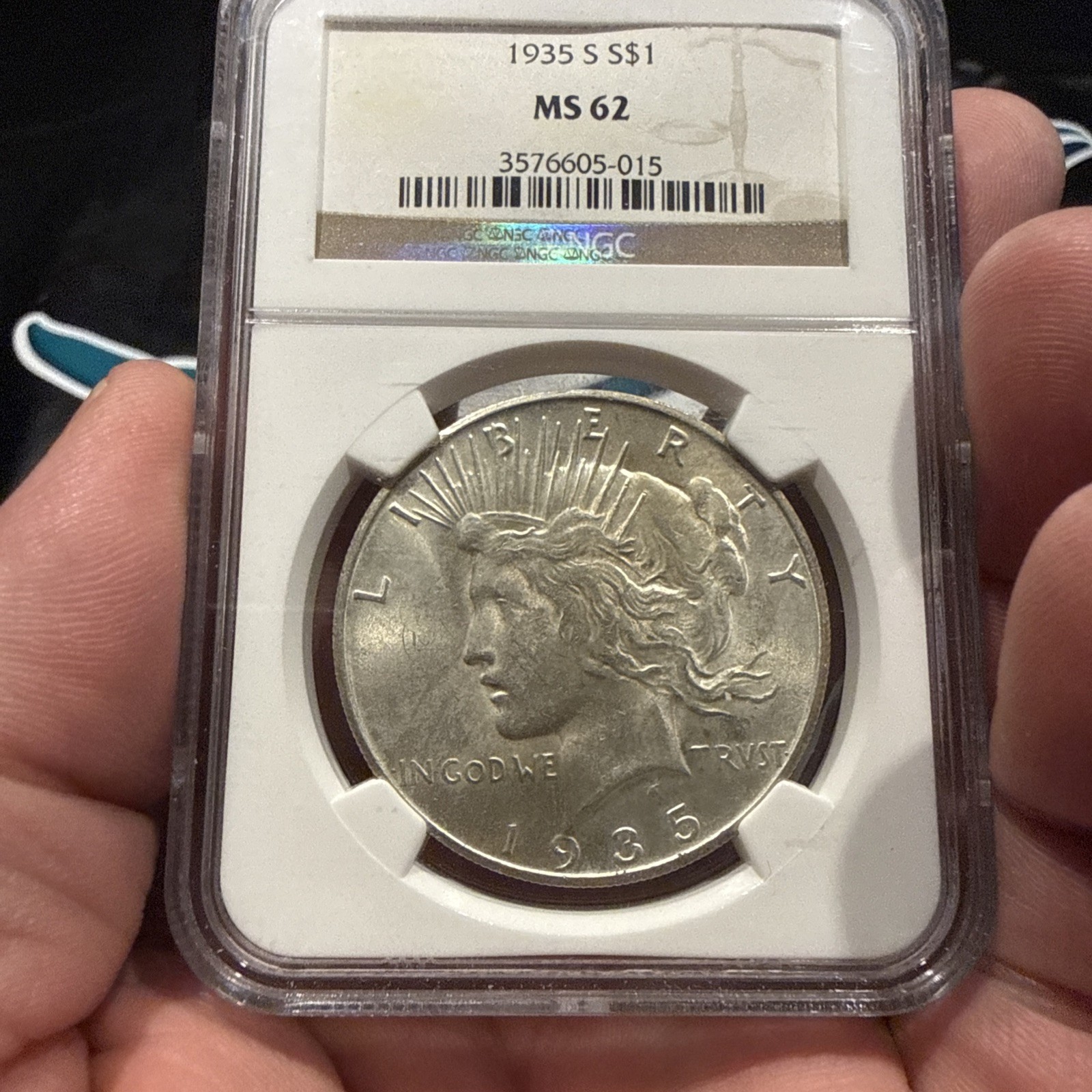 1935-S Peace Dollar - NGC MS 62