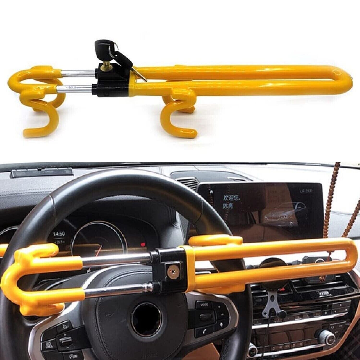Universal Heavy Duty Steering Wheel Lock The Club Twin Hook Anti Theft Car