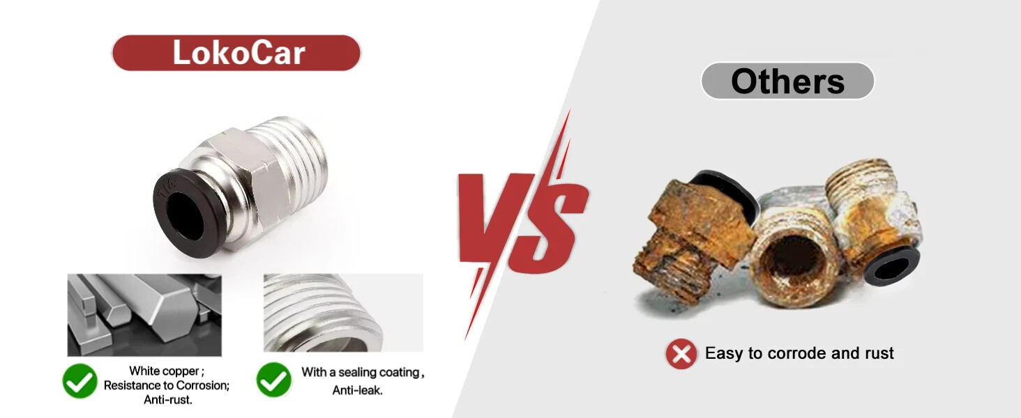 10 Pieces pneumatic 1/4" Tube x 3/8" NPT Male Connector Push to Connect fitting