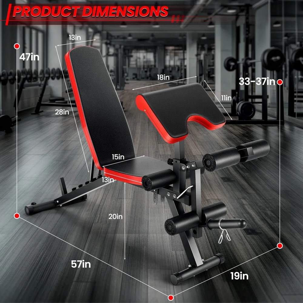 800 LBS Weight Bench Adjustable Foldable Strength Training Full Body Workout Gym