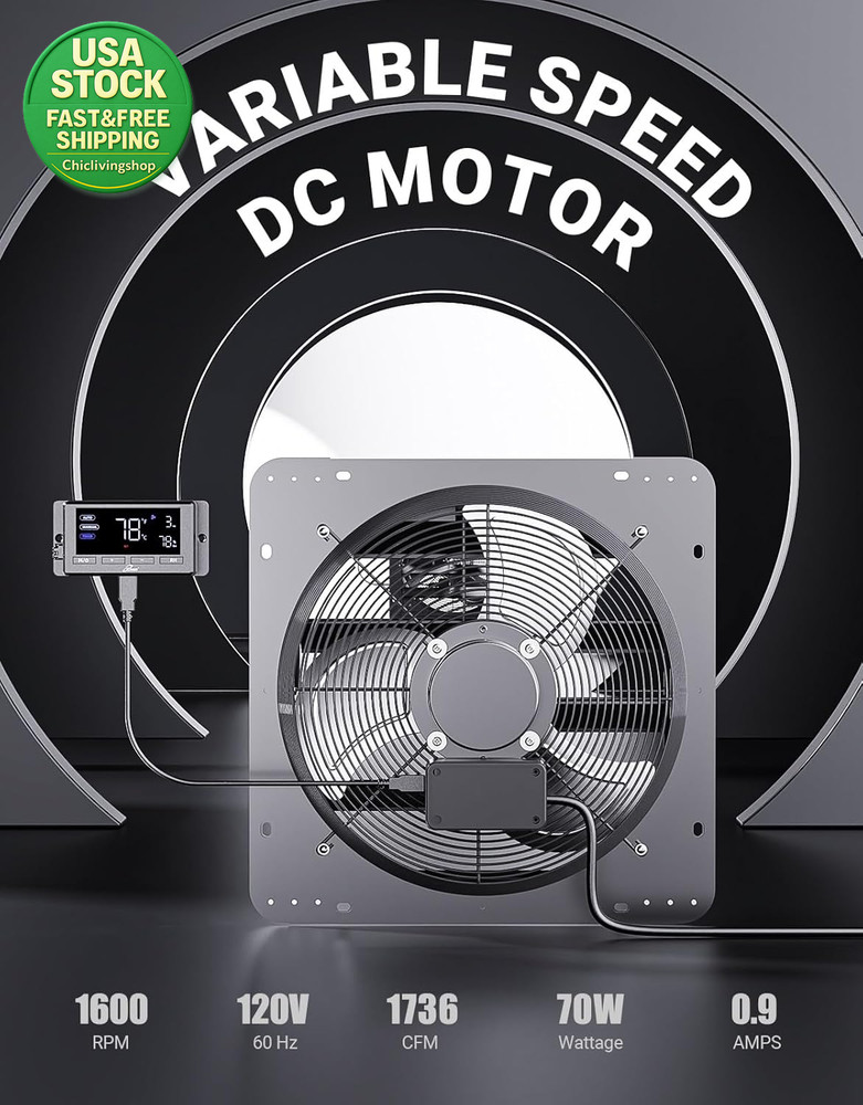16 Inch Wall Mounted Exhaust Fan Temperature Control Variable Speed