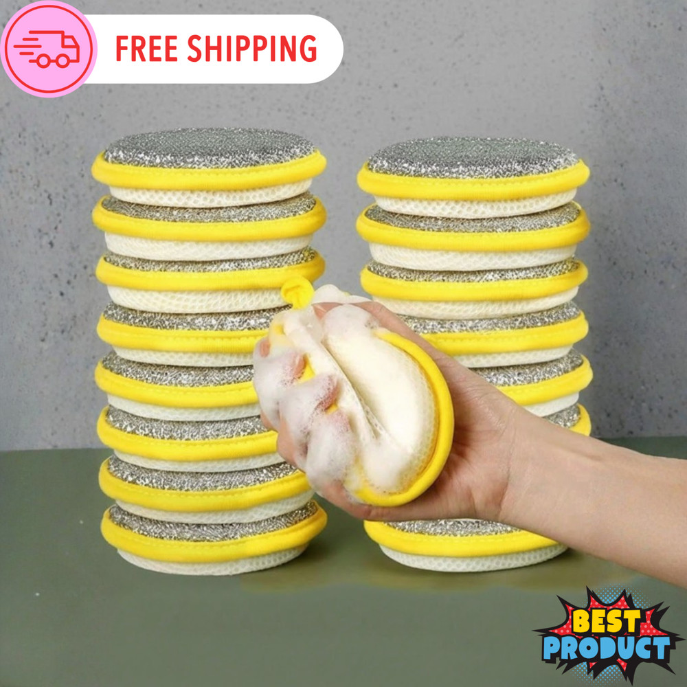 Reusable Double-Sided Sponge Cleaning Brush Kitchen Cleaning Pad Cleaning tool