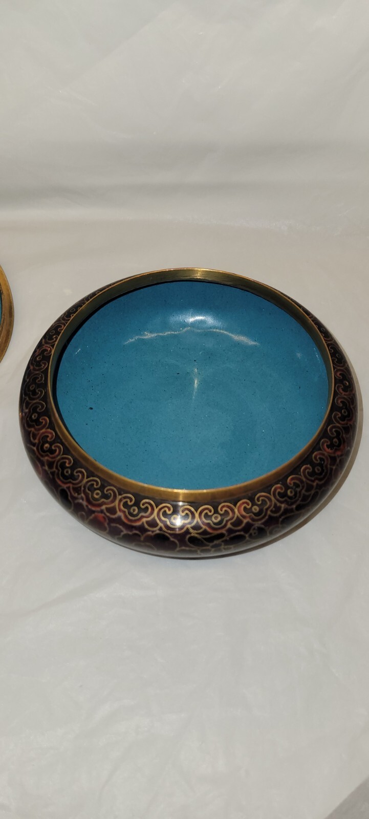 Chinese Cloisonne Lidded Candy Dish / Trinket Dish