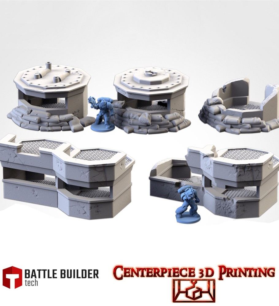 Fortification Bunkers - 3d printed Tabletop Terrain Scenery for Grim Future