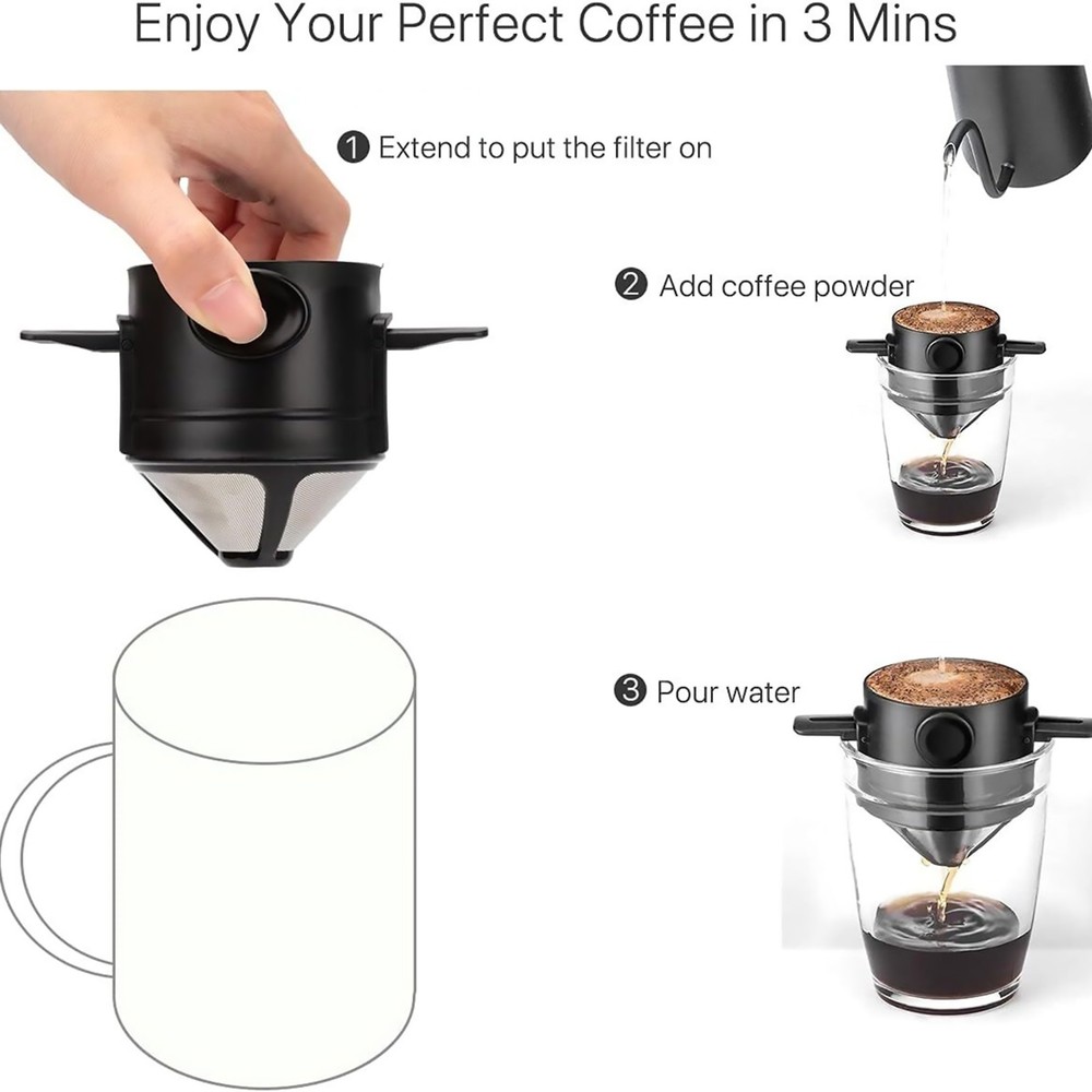 Portable Foldable Coffee Filter Reusable Coffee Funnel Paperless Accessory