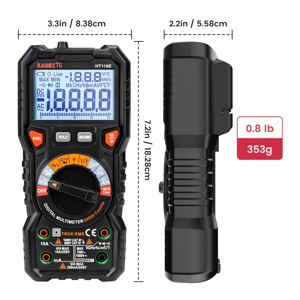 HT118E Digital Multimeter TRMS 20000 Counts with Higher Resolution Auto-Ranging