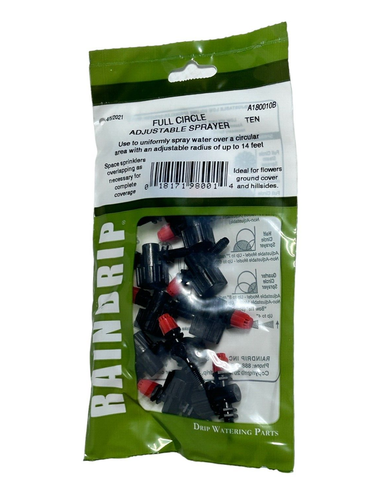 (3) A180010B Full Circle Adjustable Sprayer RainDrip Drip Irrigation for Garden
