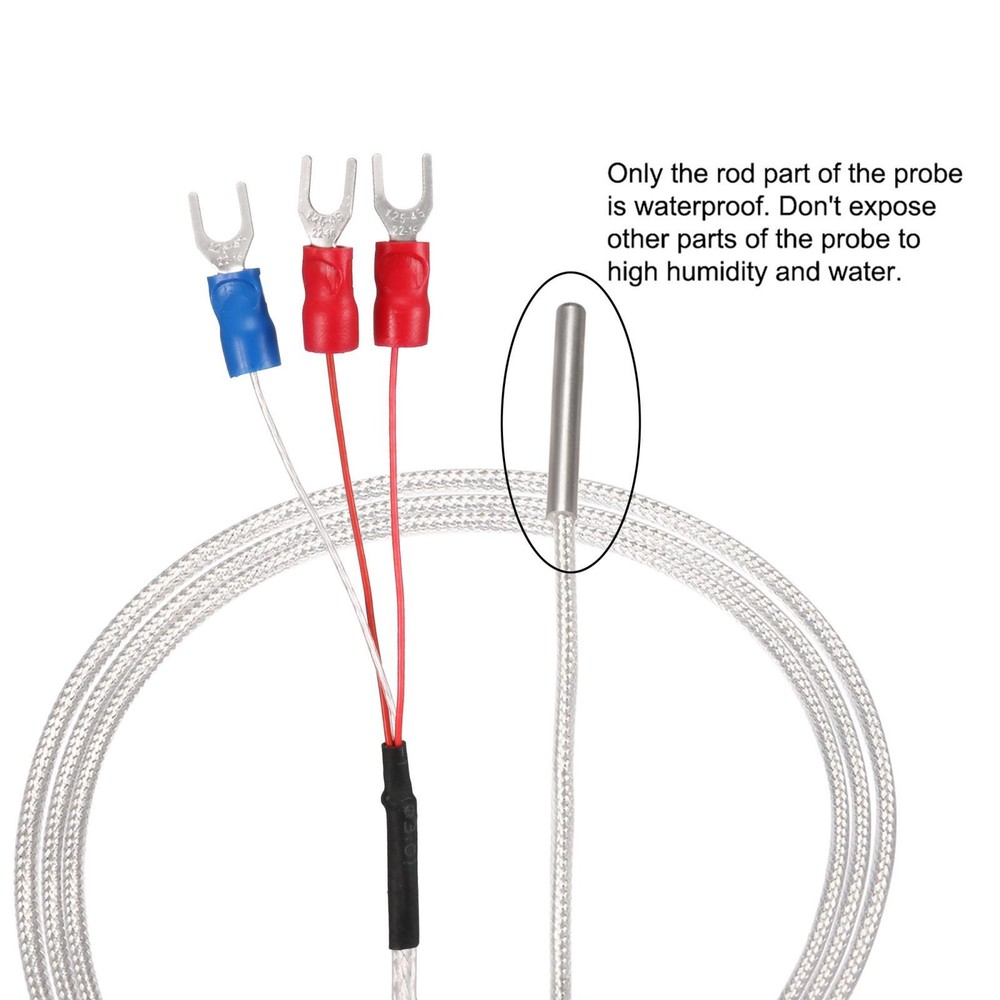 PT100 RTD Temperature Sensor Probe Three-wire System 200cm(6.56ft)