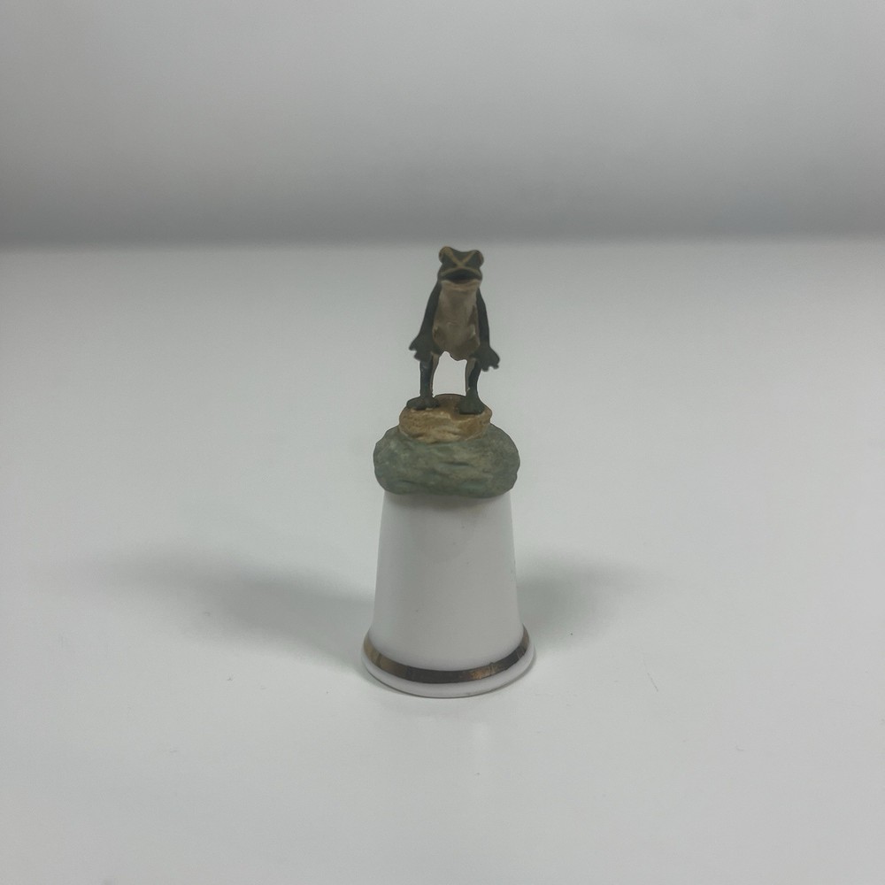 Sterling Classic Bone China Thimble With Enamelled Frog