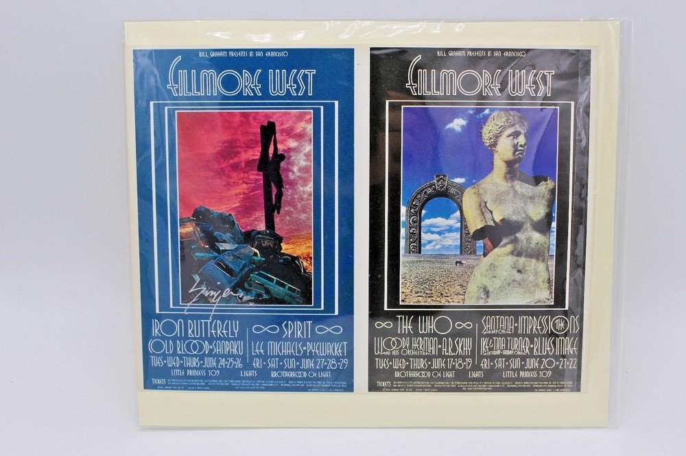 BILL GRAHAM BG-178 & BG-179 FILLMORE WEST 1969 DOUBLE POST CARD MINT CONDITION