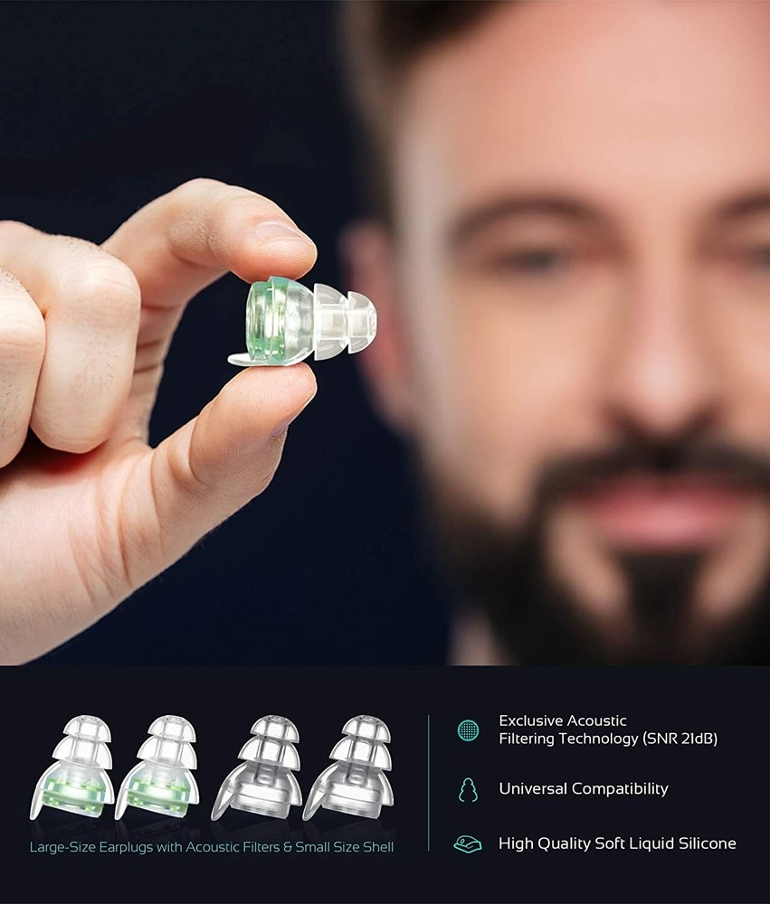 Reusable High Fidelity Ear Plugs, 24dB Advanced Filter Tech Ear Protection