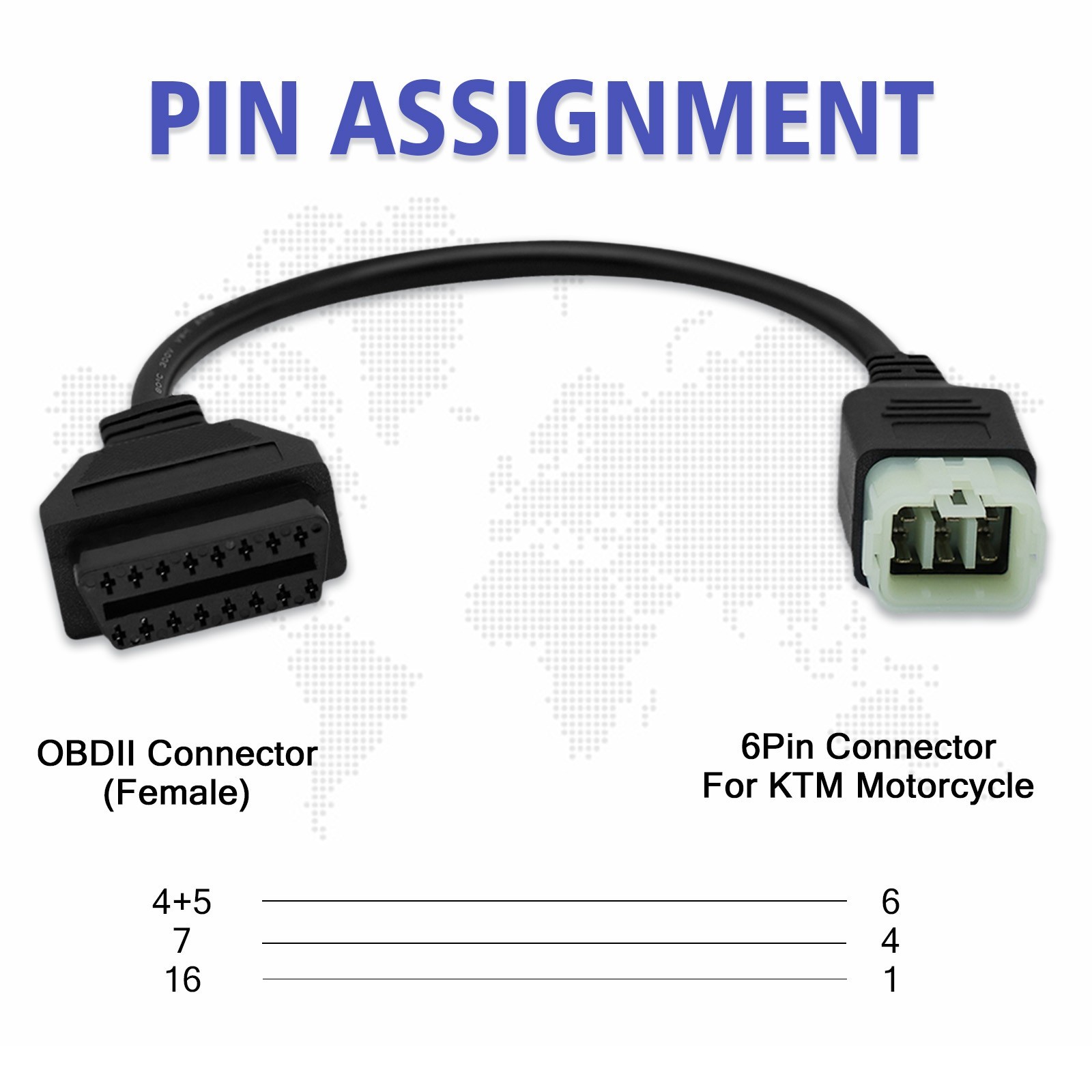 OBD2 Adapter for KTM 6 Pin to 16Pin Diagnostic Cable Fits KTM Duke Motorcycle