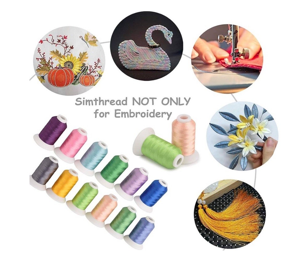 Simthread 40 Colors 40 Weight Polyester Embroidery Machine Thread Kit 55 Yards