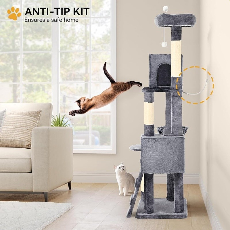 Multi Cat Tree W/ Scratching Posts Hideouts Interactive Play Station Indoor Cats