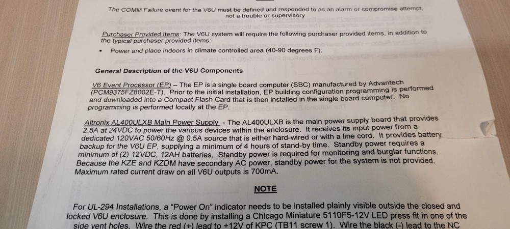 Kastle Systems V6 V6U Event Processor Intelligent Controller