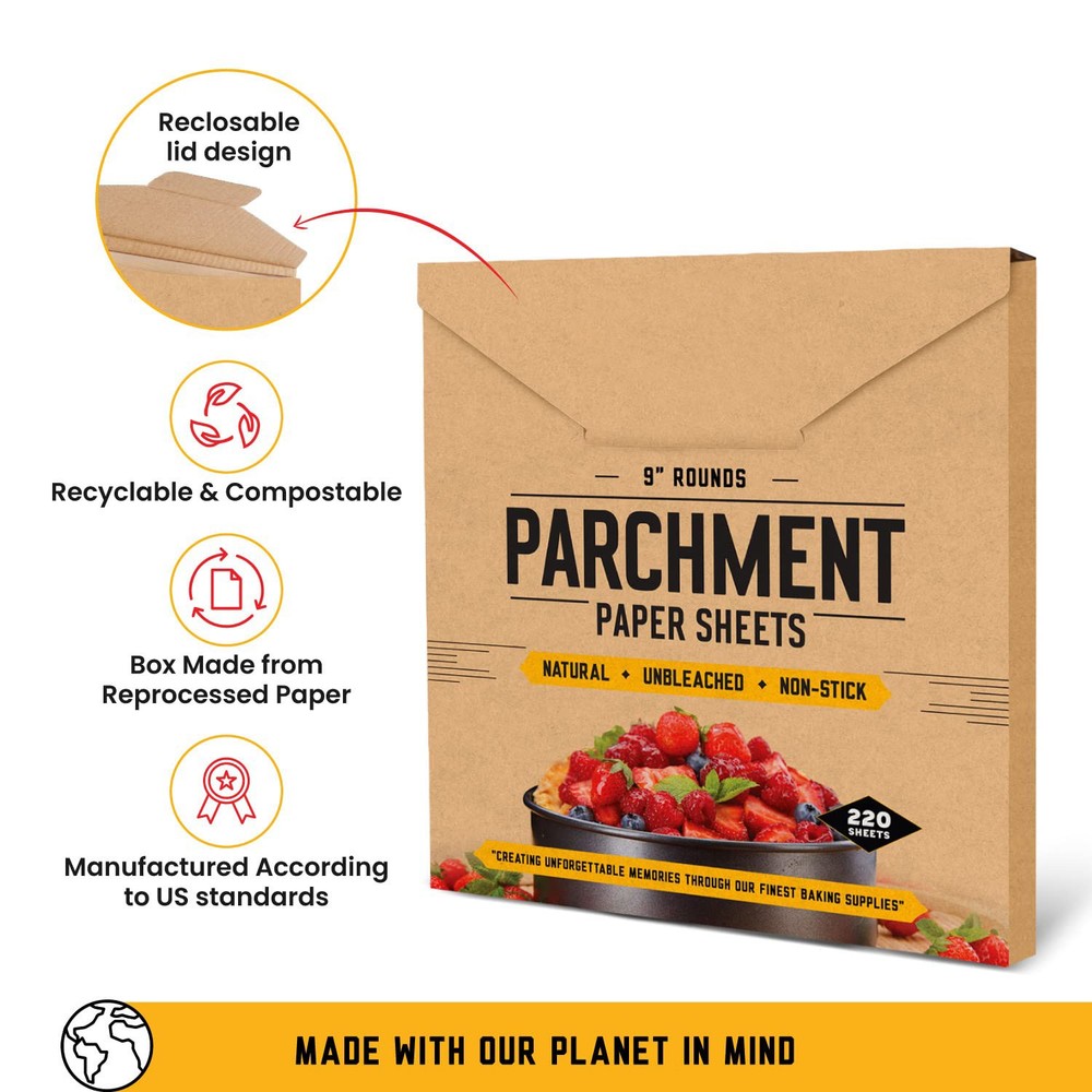 Non Toxic Baking Sheets, 9 Inch Parchment Rounds, Precut