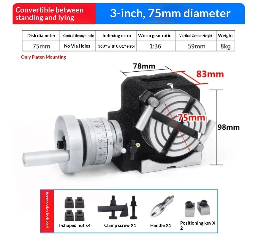 Vertical and Horizontal Milling Machine Horizontal Vertical Turntable