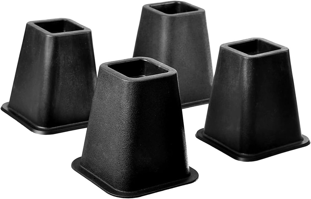 Super Quality Black Bed Risers - 5 to 6-Inch Elevation for Storage & Stability