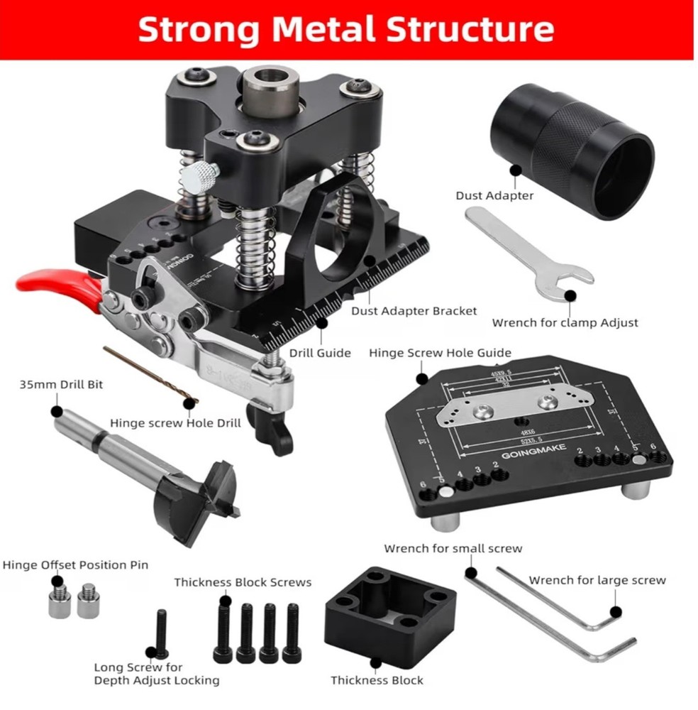 3-Axis Concealed Hinge Jig Ultra with Extra Hinge Screw Hole Guide and Quick Cla