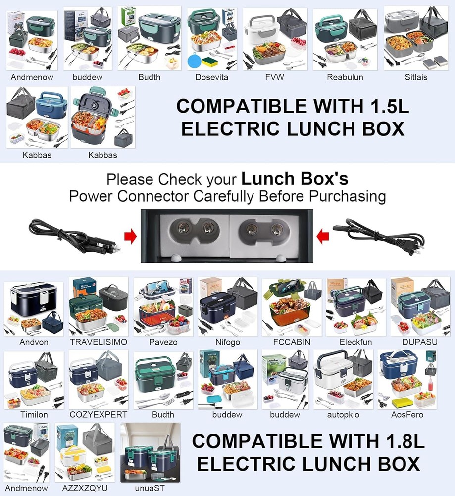 Electric Lunch Box Cable Type A NOT Universal, 110V V-Type Angle A, Dark Grey