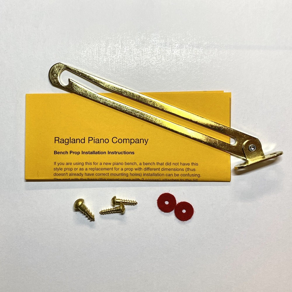 Replacement Brass Piano Bench Top/Lid Prop Support w/Screws & Instructions