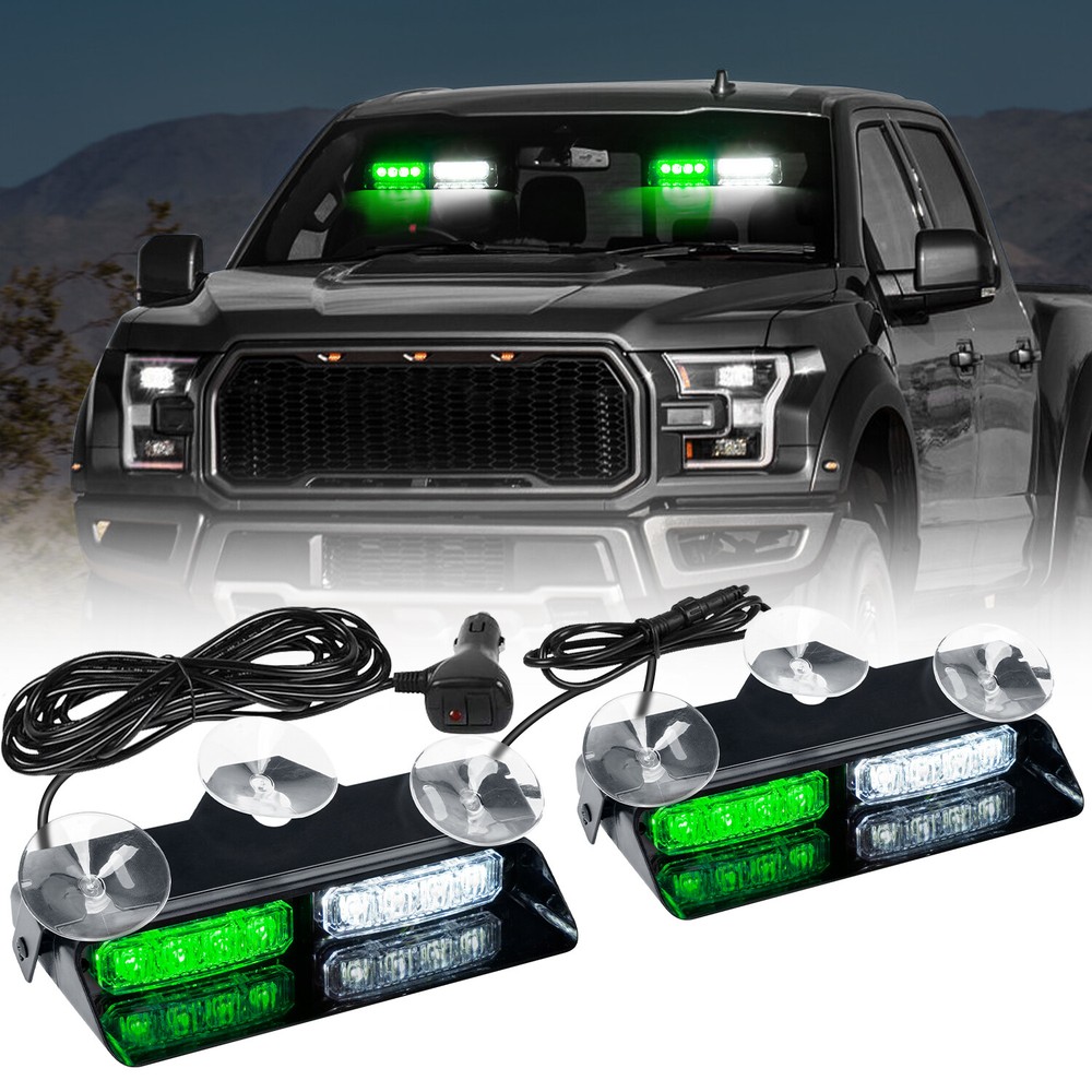 2 in 1 LED Emergency Dash Strobe Lights Windshield Deck Warning Safety Flashing