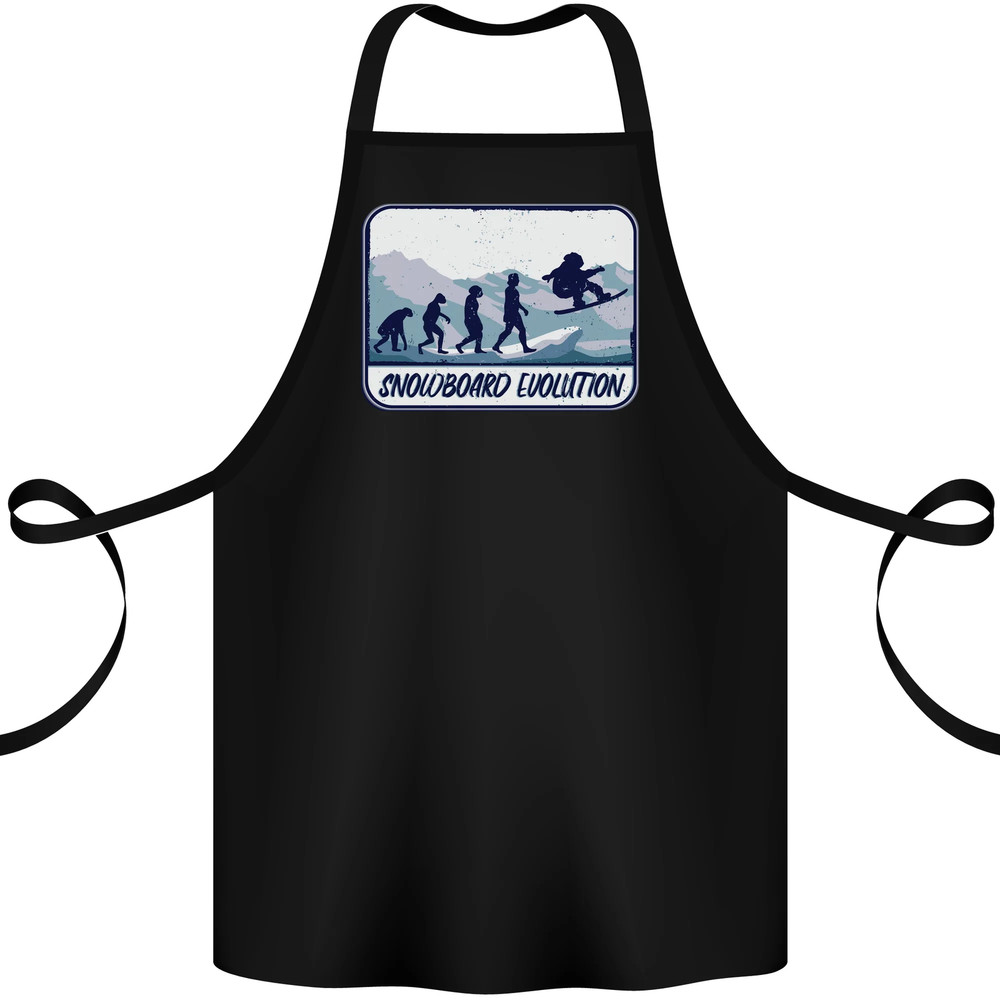 Snowboarding Evolution Funny Snowboarder Cotton Apron 100% Organic