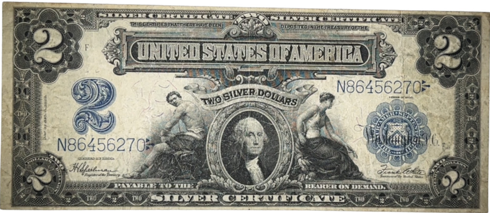 1899 $2 Porthole Large Sized Silver Certificate - High Grade