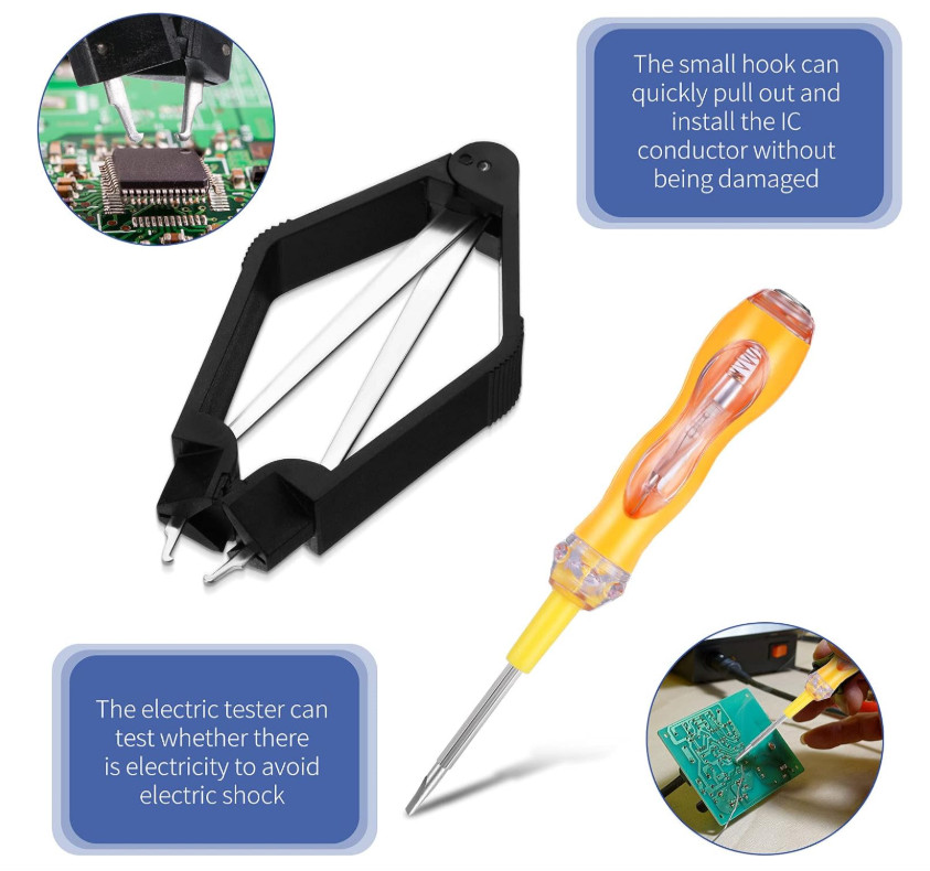 4 Pieces IC Chip Remover Tool IC PLCC Chip Extraction Tool Extractor Puller 4-Cl