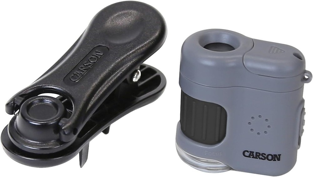 20x LED Lighted Pocket Microscope with Universal Smartphone Digiscoping Adapter