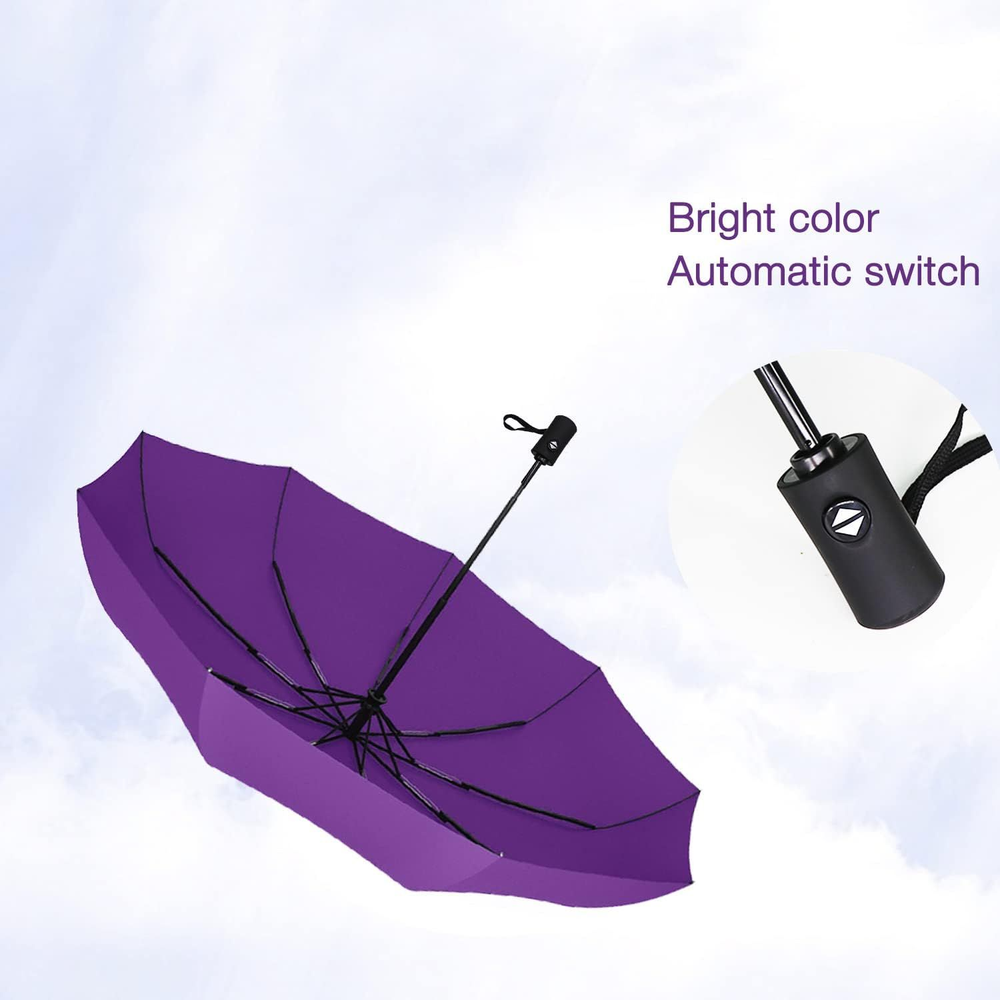 SIEPASA Windproof Travel Compact Umbrella-Automatic Small Size, Purple