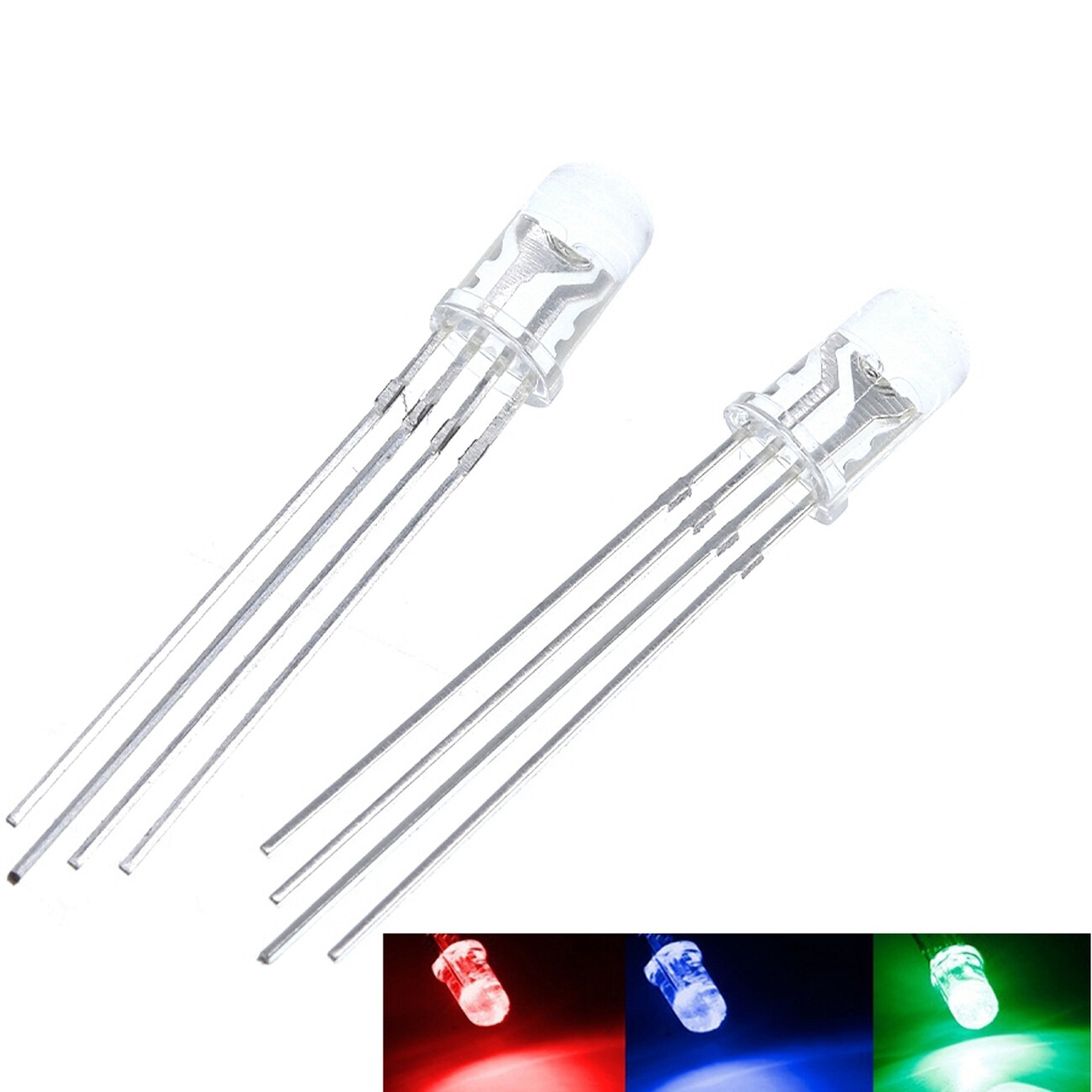 3 5 8 10mm Round Top Water Clear LED Diodes White Red 3pin Bi-color Light Bulb