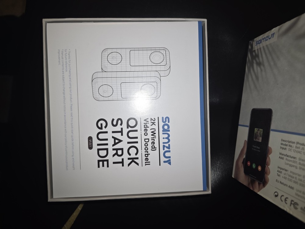 Wired Video Doorbell 2K smart camera Samzuy Motion Detection