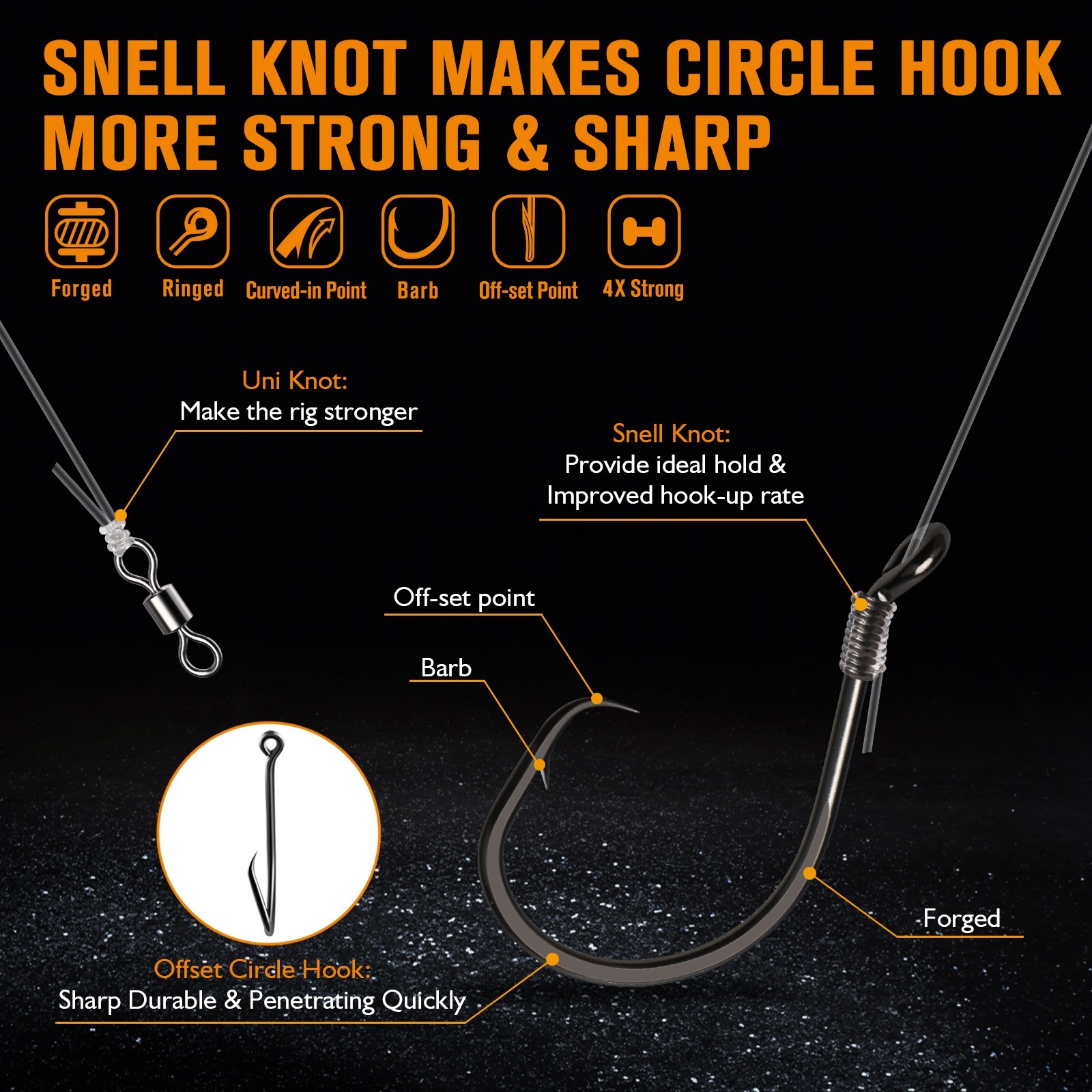 Dovesun 6PCS Catfish Rigs with Oval Float, 6/0 Hook, Double Rattle Beads & Bells