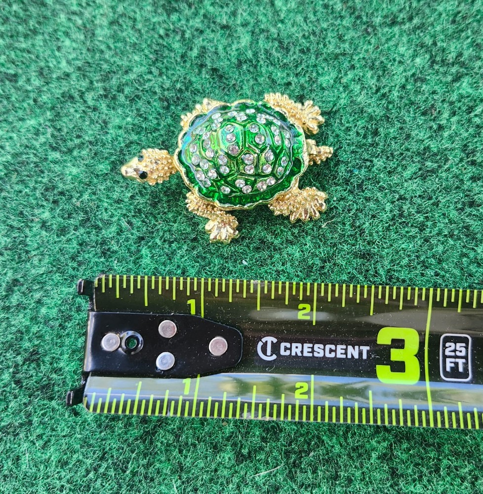 Turtle Enamel And Crystal Hinges Trinket Box