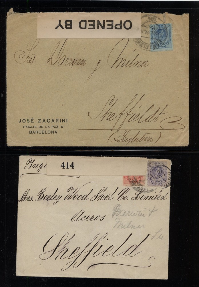Spain   2   WW1  censor covers         MS0829